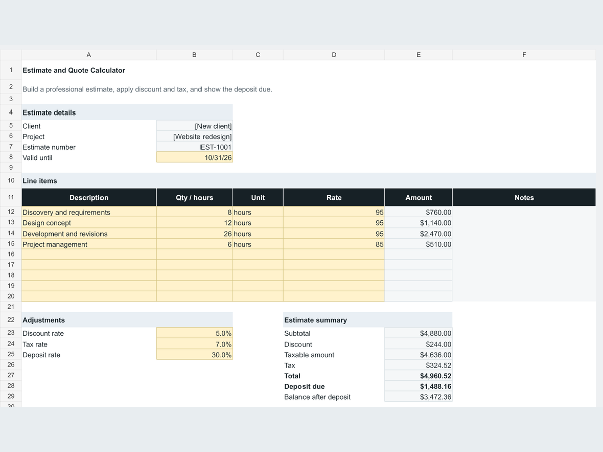 Estimate & Quote Calculator