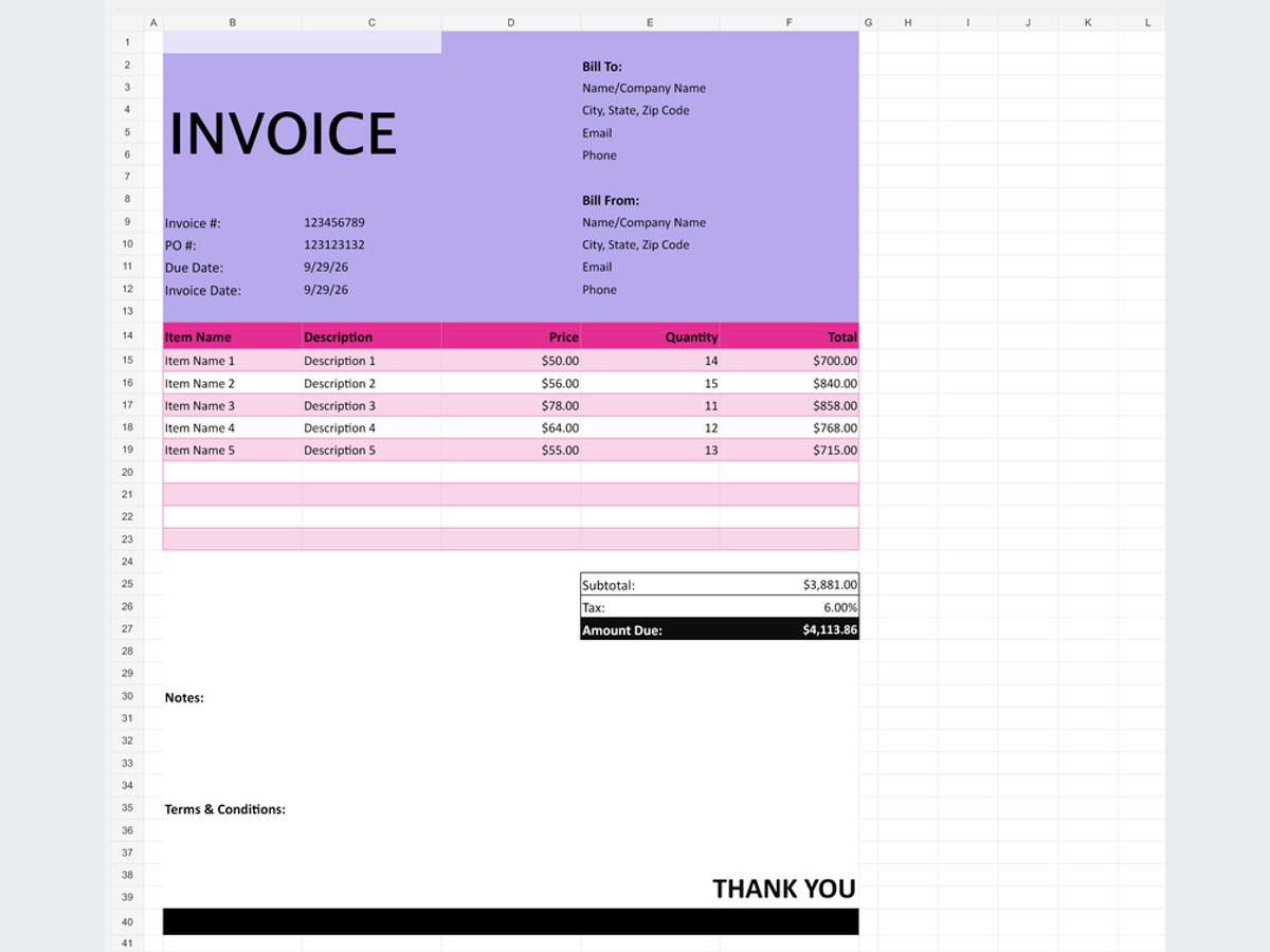 Corporate Standard Invoice Template