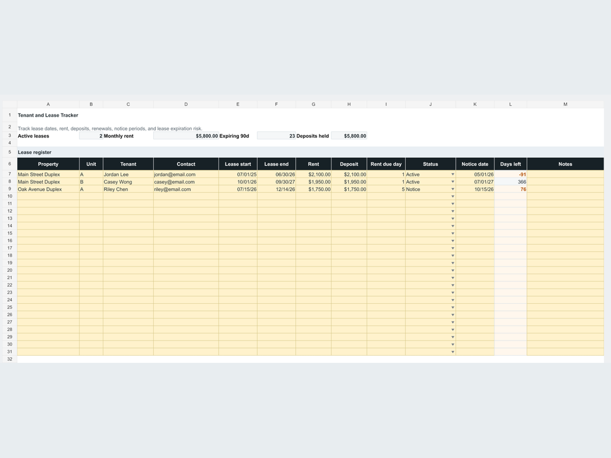Tenant & Lease Tracker