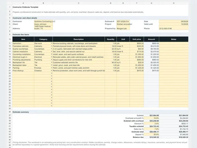 Contractor Estimate Template
