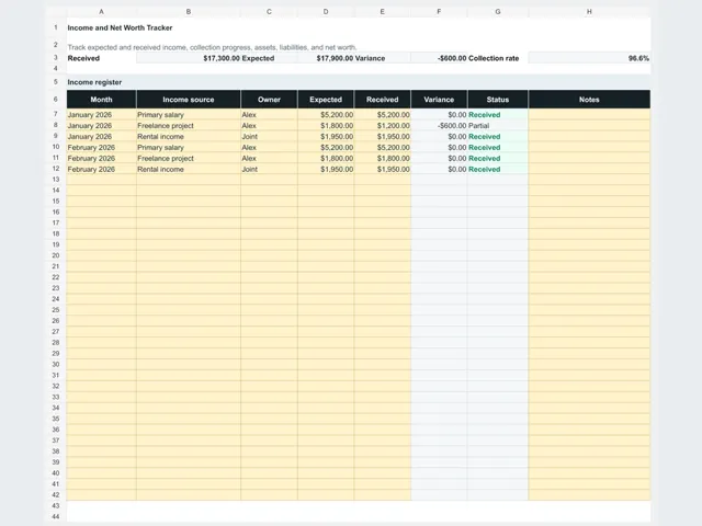 Income & Net Worth Tracker