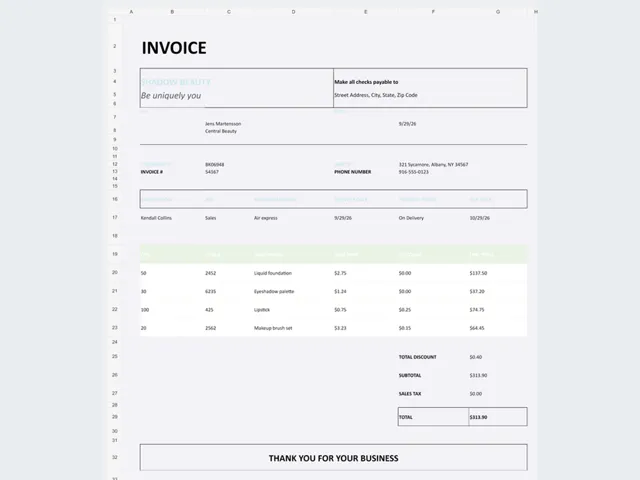 Sales Invoice Template - Simple Lines