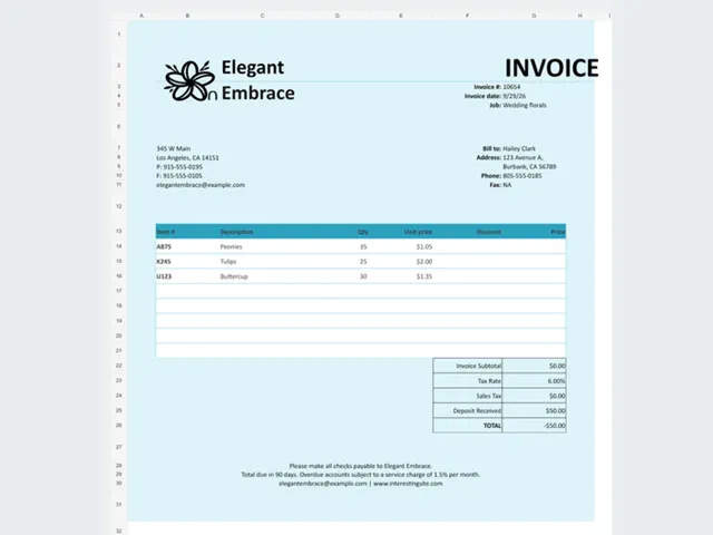 Simple Floral Invoice Template