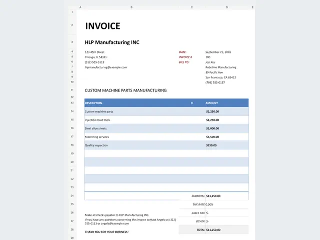 Manufacturing Business Invoice Template