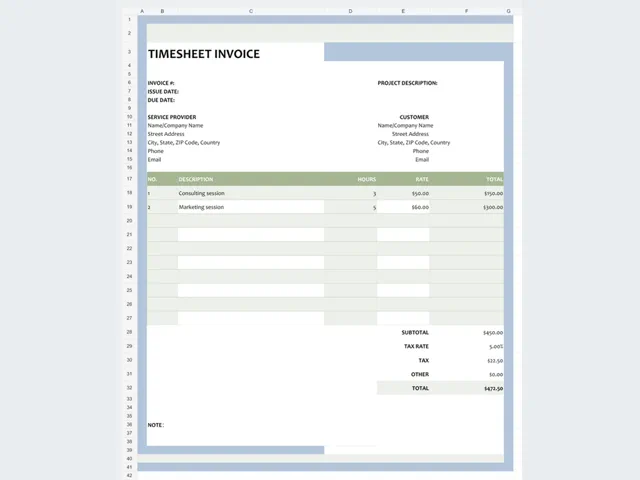 Olive Green Timesheet Invoice Template