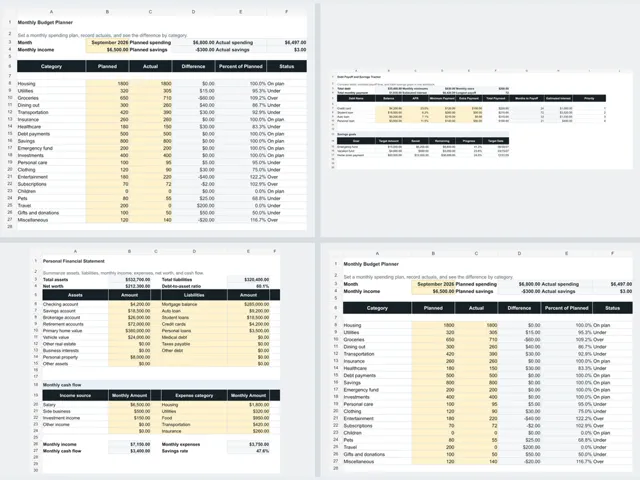 Personal Finance & Budget Spreadsheet Pack