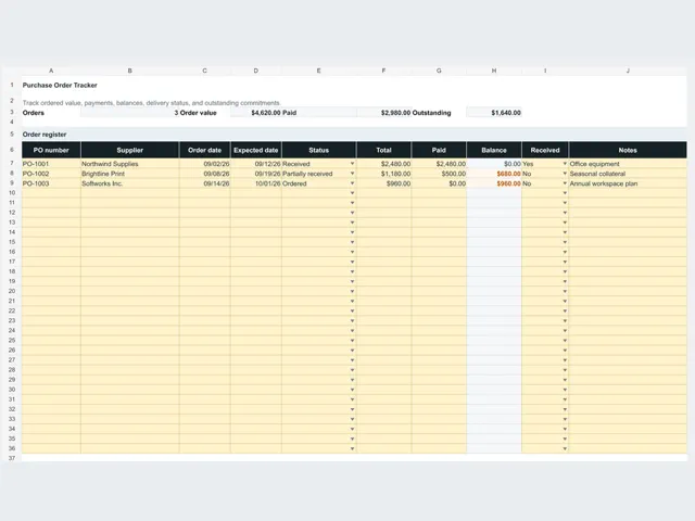 Purchase Order Tracker