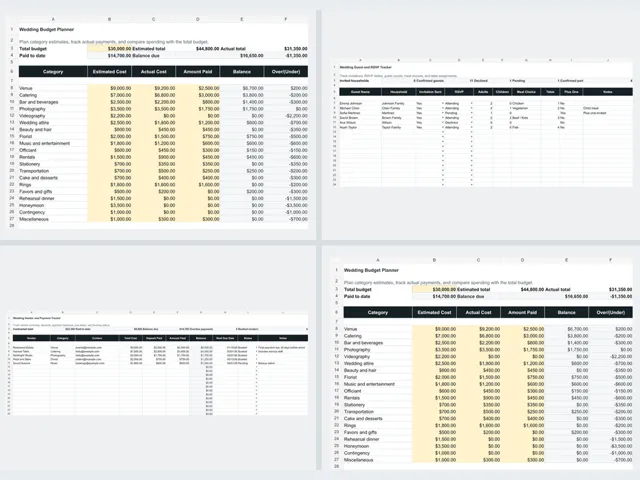 Wedding Planning Spreadsheet Pack